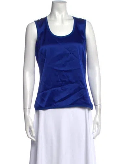 Pre-owned St John Scoop Neck Sleeveless Top In Blue