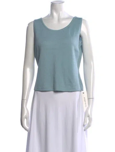 Pre-owned St John Scoop Neck Sleeveless Top In Blue