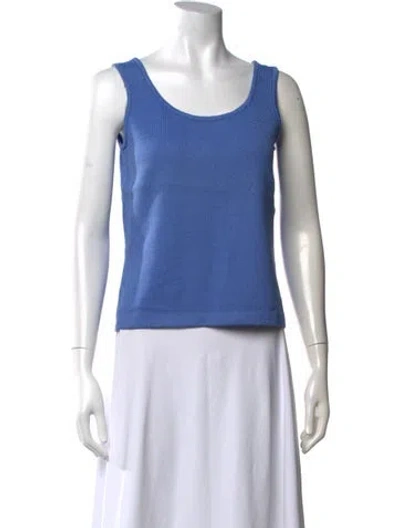 Pre-owned St John Scoop Neck Sleeveless Top In Blue