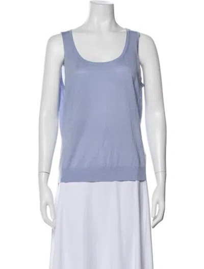 Pre-owned St John Scoop Neck Sleeveless Top In Blue