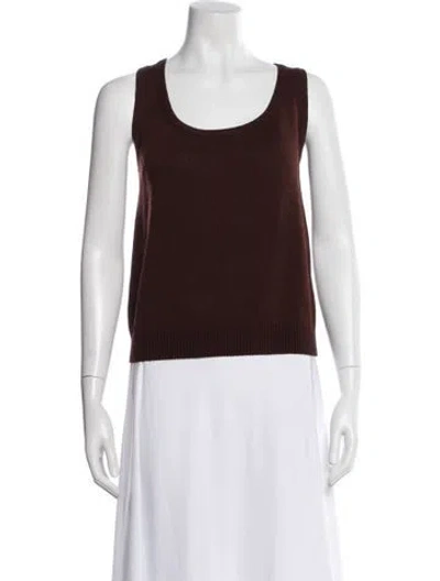 Pre-owned St John Scoop Neck Sleeveless Top In Brown
