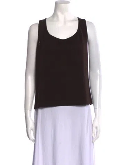 Pre-owned St John Scoop Neck Sleeveless Top In Brown