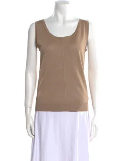 Pre-owned St John Scoop Neck Sleeveless Top In Brown