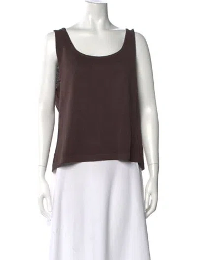 Pre-owned St John Scoop Neck Sleeveless Top In Brown