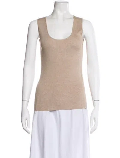Pre-owned St John Scoop Neck Sleeveless Top In Brown