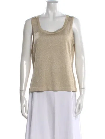 Pre-owned St John Scoop Neck Sleeveless Top In Brown
