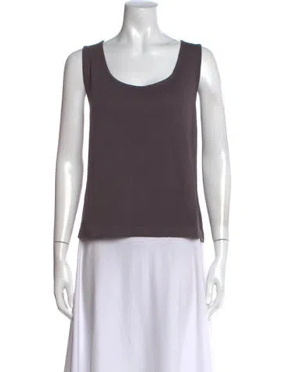 Pre-owned St John Scoop Neck Sleeveless Top In Brown