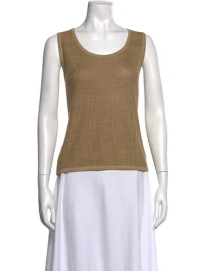 Pre-owned St John Scoop Neck Sleeveless Top In Brown