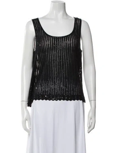 Pre-owned St John Scoop Neck Sleeveless Top In Brown