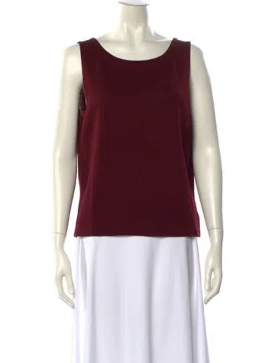 Pre-owned St John Scoop Neck Sleeveless Top In Burgundy