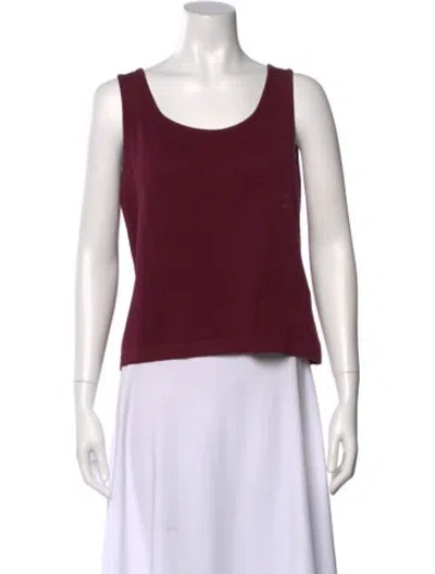 Pre-owned St John Scoop Neck Sleeveless Top In Burgundy