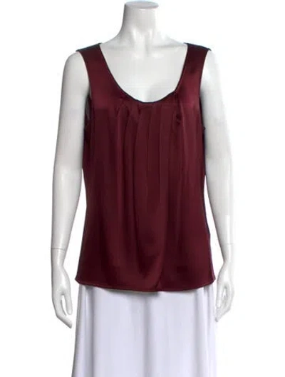Pre-owned St John Scoop Neck Sleeveless Top In Burgundy