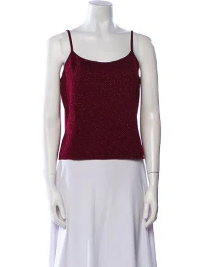 Pre-owned St John Scoop Neck Sleeveless Top In Burgundy