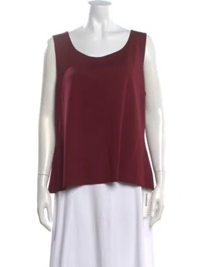 Pre-owned St John Scoop Neck Sleeveless Top In Burgundy
