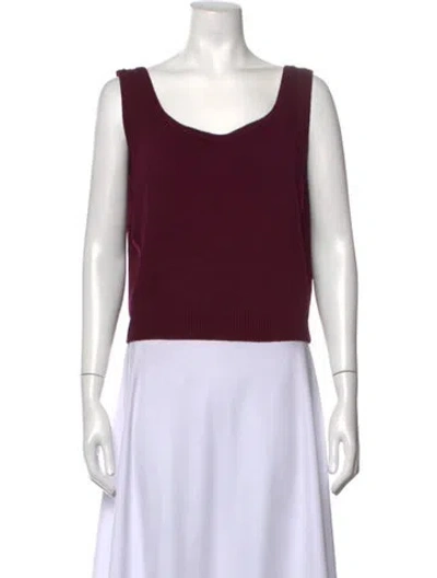 Pre-owned St John Scoop Neck Sleeveless Top In Burgundy