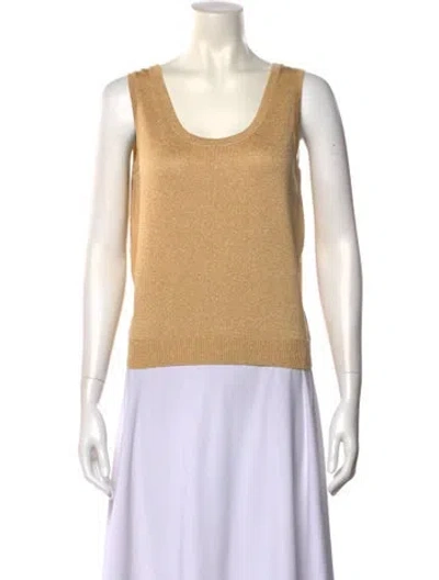 Pre-owned St John Scoop Neck Sleeveless Top In Gold