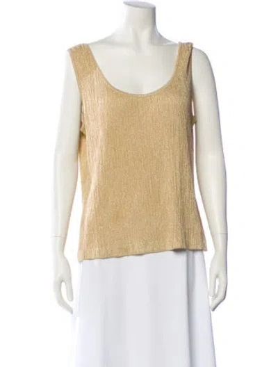 Pre-owned St John Scoop Neck Sleeveless Top In Gold