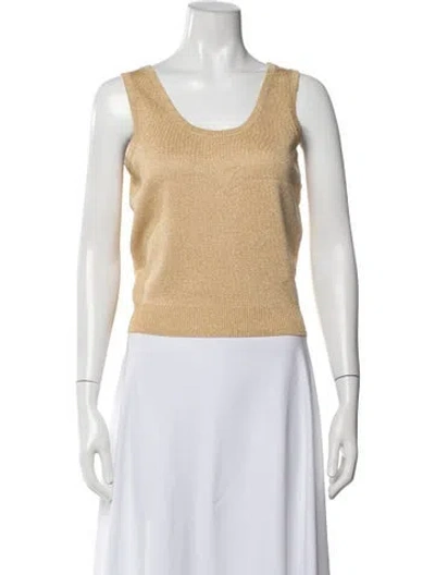 Pre-owned St John Scoop Neck Sleeveless Top In Gold