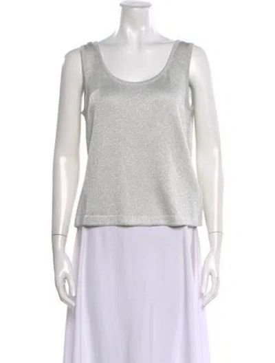 Pre-owned St John Scoop Neck Sleeveless Top In Gray