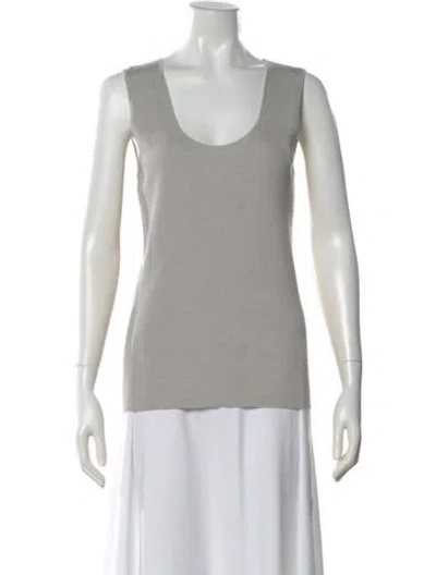 Pre-owned St John Scoop Neck Sleeveless Top In Gray