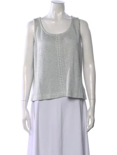 Pre-owned St John Scoop Neck Sleeveless Top In Gray