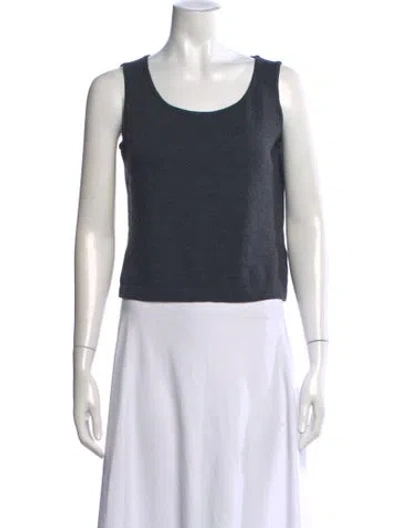 Pre-owned St John Scoop Neck Sleeveless Top In Gray