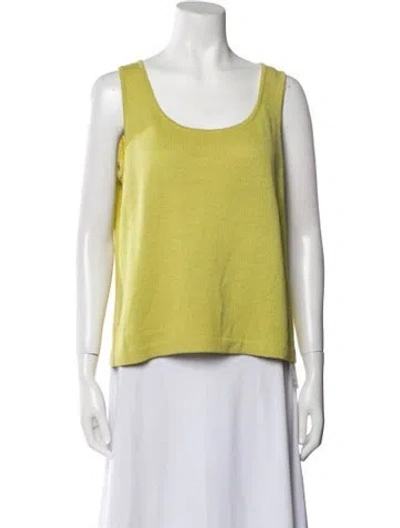 Pre-owned St John Scoop Neck Sleeveless Top In Green