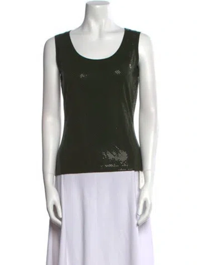 Pre-owned St John Scoop Neck Sleeveless Top In Green