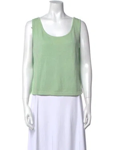 Pre-owned St John Scoop Neck Sleeveless Top In Green