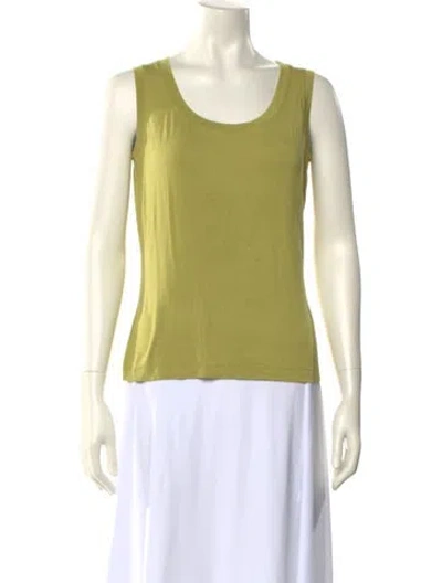 Pre-owned St John Scoop Neck Sleeveless Top In Green