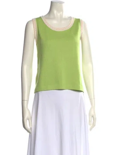 Pre-owned St John Scoop Neck Sleeveless Top In Green