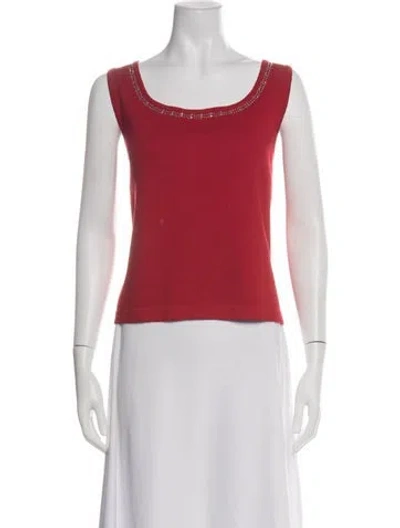 Pre-owned St John Scoop Neck Sleeveless Top In Green