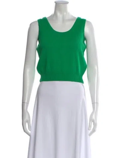 Pre-owned St John Scoop Neck Sleeveless Top In Green