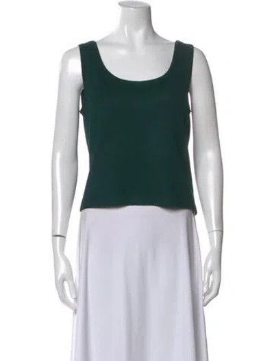 Pre-owned St John Scoop Neck Sleeveless Top In Green