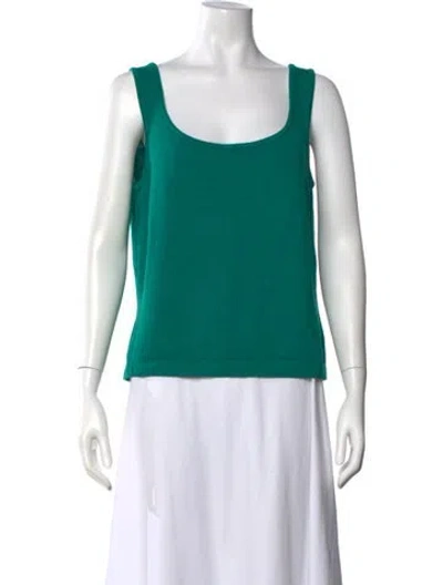 Pre-owned St John Scoop Neck Sleeveless Top In Green