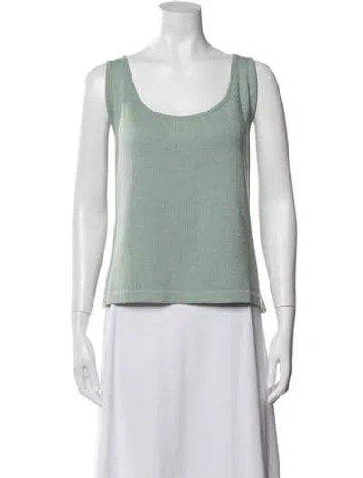 Pre-owned St John Scoop Neck Sleeveless Top In Green