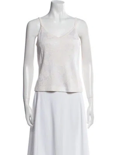 Pre-owned St John Scoop Neck Sleeveless Top In Neutral