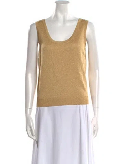 Pre-owned St John Scoop Neck Sleeveless Top In Neutral