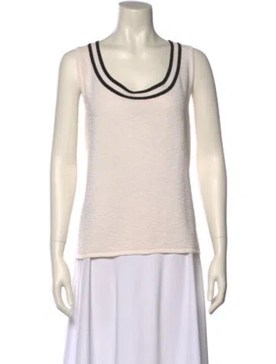 Pre-owned St John Scoop Neck Sleeveless Top In Neutral