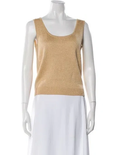 Pre-owned St John Scoop Neck Sleeveless Top In Neutral