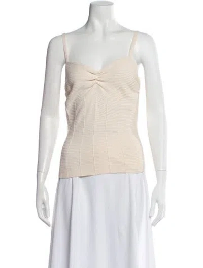 Pre-owned St John Scoop Neck Sleeveless Top In Neutral