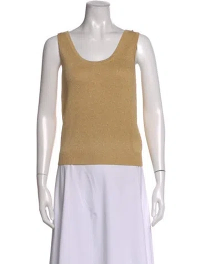 Pre-owned St John Scoop Neck Sleeveless Top In Neutral