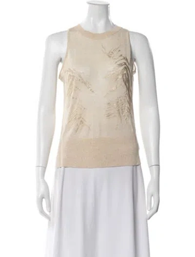 Pre-owned St John Scoop Neck Sleeveless Top In Neutral