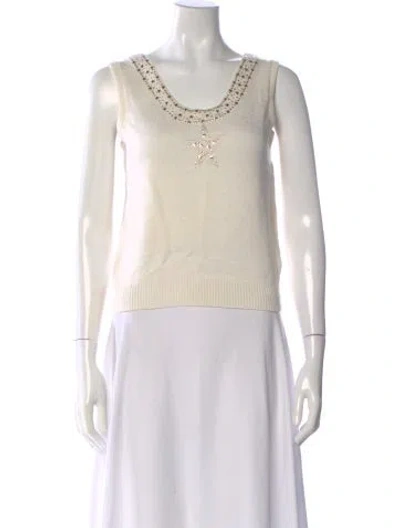 Pre-owned St John Scoop Neck Sleeveless Top In Neutral