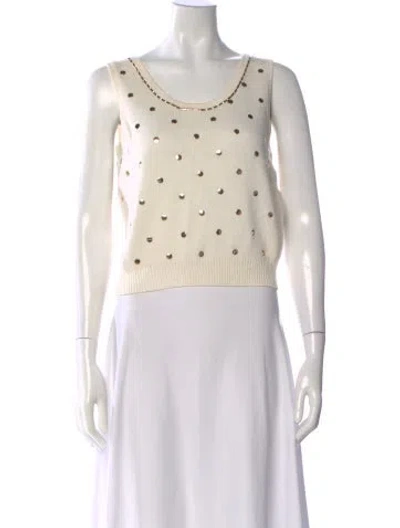Pre-owned St John Scoop Neck Sleeveless Top In Neutral