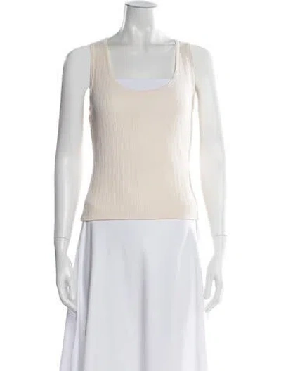 Pre-owned St John Scoop Neck Sleeveless Top In Neutral