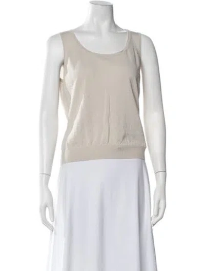 Pre-owned St John Scoop Neck Sleeveless Top In Neutral