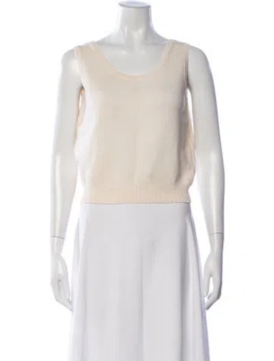 Pre-owned St John Scoop Neck Sleeveless Top In Neutrals