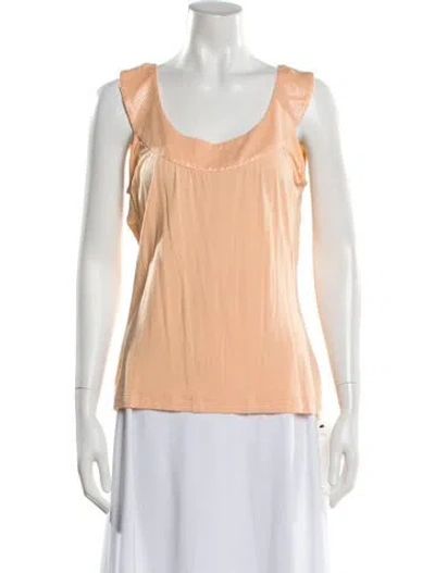 Pre-owned St John Scoop Neck Sleeveless Top In Orange