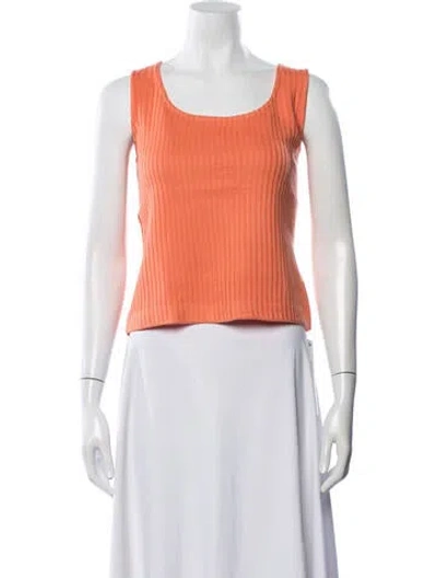 Pre-owned St John Scoop Neck Sleeveless Top In Orange